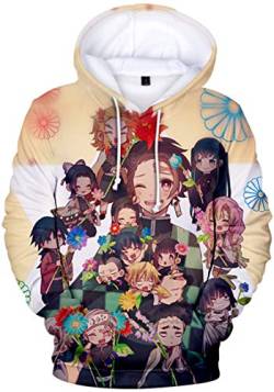 WINKEEY Herren Manga Hoodie Anime Nezuko Cosplay Kapuzenpullover Tanjiro Inosuke Zenitsu Oversized Pulli 3D Druck Fashion Streetwear, 11 S von WINKEEY