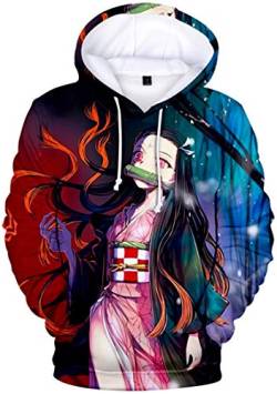 WINKEEY Herren Manga Hoodie Anime Nezuko Cosplay Kapuzenpullover Tanjiro Inosuke Zenitsu Oversized Pulli 3D Druck Fashion Streetwear, 12 L von WINKEEY