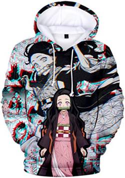 WINKEEY Herren Manga Hoodie Anime Nezuko Cosplay Kapuzenpullover Tanjiro Inosuke Zenitsu Oversized Pulli 3D Druck Fashion Streetwear, 15 M von WINKEEY