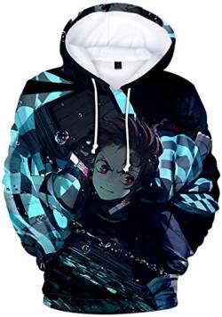 WINKEEY Herren Manga Hoodie Anime Nezuko Cosplay Kapuzenpullover Tanjiro Inosuke Zenitsu Oversized Pulli 3D Druck Fashion Streetwear, 18 M von WINKEEY