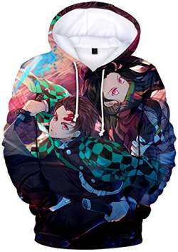 WINKEEY Herren Manga Hoodie Anime Nezuko Cosplay Kapuzenpullover Tanjiro Inosuke Zenitsu Oversized Pulli 3D Druck Fashion Streetwear, 24 S von WINKEEY