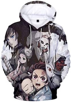 WINKEEY Herren Manga Hoodie Anime Nezuko Cosplay Kapuzenpullover Tanjiro Inosuke Zenitsu Oversized Pulli 3D Druck Fashion Streetwear, 28 S von WINKEEY