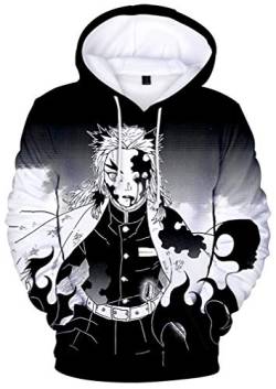 WINKEEY Herren Manga Hoodie Anime Nezuko Cosplay Kapuzenpullover Tanjiro Inosuke Zenitsu Oversized Pulli 3D Druck Fashion Streetwear, 33 M von WINKEEY