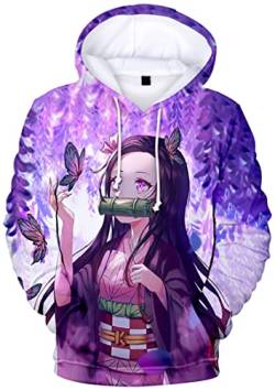 WINKEEY Herren Manga Hoodie Anime Nezuko Cosplay Kapuzenpullover Tanjiro Inosuke Zenitsu Oversized Pulli 3D Druck Fashion Streetwear, 35 3XL von WINKEEY