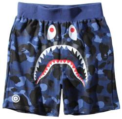 WINKEEY Herren Shark Shorts 3D Druck Sommer Oversized Camouflage Men Pants Kurz Sommerhose, Blau S von WINKEEY