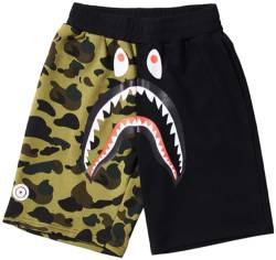 WINKEEY Herren Shark Shorts 3D Druck Sommer Oversized Camouflage Men Pants Kurz Sommerhose, Grün Schwarz L von WINKEEY