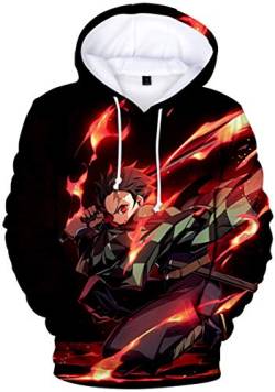 WINKEEY Jungen Kapuzenpullover Nezuko Tanjiro Cosplay Kostüm Hoodie 3D Druck Lustinge Herbst Winter Streetwear, 01 XL von WINKEEY