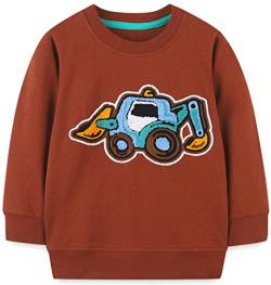 WINKEEY Jungen Sweatshirt Pullover Langarm Dinosaurier Bagger Rakete Winter Oberteile Kawaii Hoodie 80-130 2-7 Jahre,Grabenmaschine 2T von WINKEEY