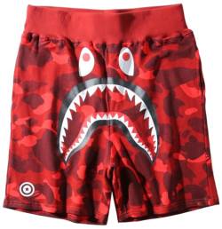 WINKEEY Shark Shorts Hip Hop Fashion Kurze Hose Camouflage Shorts Sport Shorts Lässige Shorts Für Jungen Teenager, Rot S von WINKEEY