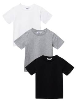 Kinder Unisex Teenager Jungen Mädchen Tshirt 3er Pack T-Shirt-Oberteile Multi-Packs Kurzarm, Rundhalsausschnitt - Mehrfarbig - 104 von WINKIKI Kids Wear