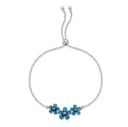 WINNICACA Armband Damen Vergissmeinnicht Silber 925 Emaille Blume Verstellbare Armbänder Schmuck Geburtstag Weihnachten Geschenk für Frauen Mädchen von WINNICACA