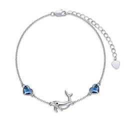 WINNICACA Delfin Fußkettchen Armband für Frauen Sterlingsilber verstellbares Delfin Fußkettchen Armband, Delphin Schmuck, Geschenke für Frauen und Mädchen von WINNICACA