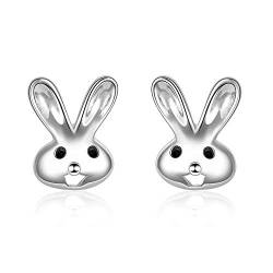 WINNICACA Ohrstecker Hase S925 Sterling Silber Kaninchen Ohrringe Niedliche Tierhasen Schmuck Geschenke für Tochter Teenager Frauen Muttertag von WINNICACA