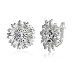 WINNICACA Ohrstecker S925 Sterling Silber Sonnenblume Ohrringe CZ tanzende Blume Ohrringe Frauen Mädchen Schmuck Geschenke von WINNICACA