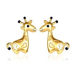 WINNICACA S925 Sterling Silber Giraffe Ohrringe Ohrstecker - Hypoallergene Süße Tier Giraffe Schmuck Geschenke für Tochter Frauen von WINNICACA