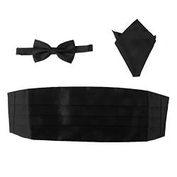 WINOMO Herren Fliege Kummerbund Einstecktuch Set Schwarz von WINOMO