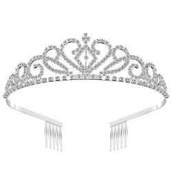 WINOMO Hochzeit Braut Diademe Kristall Strass Tiara Haarreif mit Kamm (Silber) von WINOMO