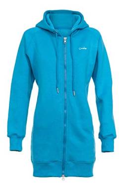 Winshape Damen Lange, kuschelige Hoodie-Jacke J006 mit 2-Wege-Zipper Kapuzenpullover, Sky-Blue, J006-SKY-BLUE-M von WINSHAPE