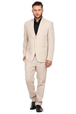 WINTAGE Männer 100% Leinen Kerbe Revers All Season Natural Color Anzug: S von WINTAGE