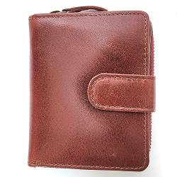 WINTTEN Bifold Wallets for Woman Full Grain Brown leather with 10 Card Slots and 1 ID Windows Premium Security and Extra Cash Capacity Gift for Him, Kastanienbraun, Einheitsgröße, Minimalistisch von WINTTEN