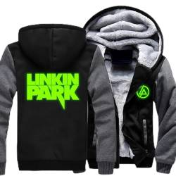 Herren Casual Hoodies Linkin Park Print Fleece Zip Jacken Tops Winter Warm Thick Hooed Pullover Sweatshirts Mäntel für Männer Jugend Cardigan Hoody,C-Aldult M von WIOSEN