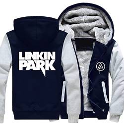 Herren Casual Hoodies Linkin Park Print Fleece Zip Jacken Tops Winter Warm Thick Hooed Pullover Sweatshirts Mäntel für Männer Jugend Cardigan Hoody,G-Aldult 2XL von WIOSEN