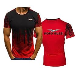 Herren Farbverlauf Kurzarm für Moto GU-zzi Bedruckte T-Shirts Lässige Bequeme Oberteile Schnell trocknende Arbeitskleidung Kleidung Teenager Personalisierte Halbärmel, Red-2XL von WIOSEN