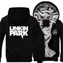 Herren Fleece Hoodies Linkin Park Winter Dicke Warmwolle Jacken Reißverschluss Mantel Outdoor Workout Sportbekleidung Jugend Streetwear Pullover Flauschiges Futter Sweatshirts,Black-Aldult 3XL von WIOSEN