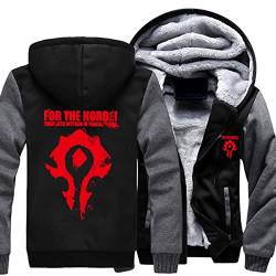 Herren Frühling Hoodies Jacken Warcraft World/Für die Horde Sweatshirt Full Zip Cardigan Pullover Kapuzenpullover Langarm Pullover Oberbekleidung,Grey-Aldult 3XL von WIOSEN