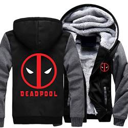 Herren Hoodies Jacke Jugend Anti Held Sweatshirt für Deadpool Print Casual Pullover Winter Warm Kapuze Langarm Hoody Mantel Cardigan Tops,Grey-Aldult M von WIOSEN