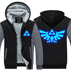 Herren Kapuzenjacken Zelda Legend Game Prints Sweatshirt Warmes Fleece Hoodies Flauschiges Futter Reißverschluss Up Pullover Mäntel Dicker Kapuzenpullover für Jugend Mann,D-Aldult L von WIOSEN