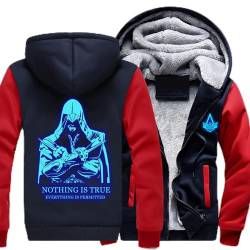 Herren Outdoor Fleece Jacken Mantel Assassin/Creed Zip Up Hoodie Winter Warm Kapuze Dickes Sweatshirt Cardigan Hoody zum Wandern Jogger Klettern,Red-Aldult L von WIOSEN