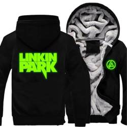 Herren Reißverschluss Hoodies Fleece Futter Sweatshirts für Linkin Park Herbst Winter Dicke Warme Kapuzenjacken Langarm Thermo Kapuzenmäntel Tops mit Taschen,Black-Aldult L von WIOSEN