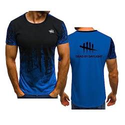 Herren-T-Shirt für Dead Daylight, Bedruckt, Farbverlauf, kurzärmelig, Teenager, lässige Oberteile, Sommer, lockere T-Shirts, Mode, Sport, Training, Sport, Halbarm-Oberteile, Blue-3XL von WIOSEN