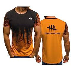 Herren-T-Shirt für Dead Daylight, Bedruckt, Farbverlauf, kurzärmelig, Teenager, lässige Oberteile, Sommer, lockere T-Shirts, Mode, Sport, Training, Sport, Halbarm-Oberteile, Orange-2XL von WIOSEN