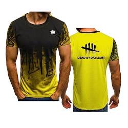 Herren-T-Shirt für Dead Daylight, Bedruckt, Farbverlauf, kurzärmelig, Teenager, lässige Oberteile, Sommer, lockere T-Shirts, Mode, Sport, Training, Sport, Halbarm-Oberteile, Yellow-3XL von WIOSEN