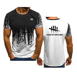 Herren-T-Shirt für Dead Daylight, Bedruckt, Farbverlauf, kurzärmelig, Teenager, lässige Oberteile, Sommer, lockere T-Shirts, Mode, Sport, Training, Sport, Halbarm-Oberteile,White-XL von WIOSEN