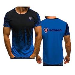 Herren-T-Shirts Sommer kurzärmelig für Scania Bedruckte T-Shirts Rundhalsausschnitt atmungsaktiv bequem Arbeitskleidung Teenager Sport halbe Ärmel modische Oberteile, Blue-M von WIOSEN