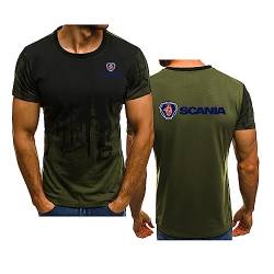 Herren-T-Shirts Sommer kurzärmelig für Scania Bedruckte T-Shirts Rundhalsausschnitt atmungsaktiv bequem Arbeitskleidung Teenager Sport halbe Ärmel modische Oberteile, Green-XL von WIOSEN