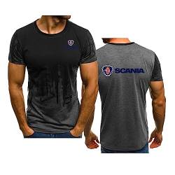 Herren-T-Shirts Sommer kurzärmelig für Scania Bedruckte T-Shirts Rundhalsausschnitt atmungsaktiv bequem Arbeitskleidung Teenager Sport halbe Ärmel modische Oberteile, Grey-3XL von WIOSEN