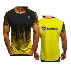 Herren-T-Shirts Sommer kurzärmelig für Scania Bedruckte T-Shirts Rundhalsausschnitt atmungsaktiv bequem Arbeitskleidung Teenager Sport halbe Ärmel modische Oberteile, Yellow-5XL von WIOSEN