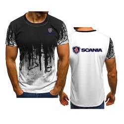 Herren-T-Shirts Sommer kurzärmelig für Scania Bedruckte T-Shirts Rundhalsausschnitt atmungsaktiv bequem Arbeitskleidung Teenager Sport halbe Ärmel modische Oberteile,White-2XL von WIOSEN