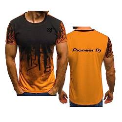 Herren-T-Shirts mit Rundhalsausschnitt für Pioneer DJ Farbverlauf kurzärmeliges Training Milchseide leichtes T-Shirt Laufoberteile schnell trocknende lockere Arbeitskleidung, Orange-2XL von WIOSEN