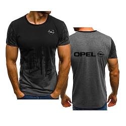 Sommer-T-Shirts für Herren für OPel Bedruckt Farbverlauf kurzärmelig Unisex Arbeitskleidung schnell trocknend leicht T-Shirts Teenager personalisierte modische Oberteile, Grey-3XL von WIOSEN