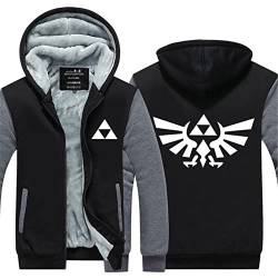 WIOSEN Erwachsene Fleece Hoodies Zelda Legend Spiel Kapuzenmantel Herren Wollreißverschluss Jacken Gepolstertes gefüttertes Sweatshirt Outdoor Workout Hoody Fashion Pullover,B-Aldult L von WIOSEN