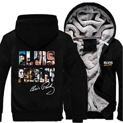 WIOSEN Herren Fleece Jacken Für Elvis Fans Outdoor Warm Zipper Hoodies Sweatshirt Winddicht Langarm Pullover Tops Gefüttert Cardigan Hoody,B-Aldult 5XL von WIOSEN