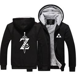 WIOSEN Herren Fleece Jacken Zelda Legend Game Zip Up Hoodies Flauschiges Futter Kapuzenmäntel Winddicht Langarm Verdicken Sweatshirt Erwachsene Casual Hoody,B-Aldult M von WIOSEN