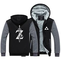 WIOSEN Herren Fleece Jacken Zelda Legend Game Zip Up Hoodies Flauschiges Futter Kapuzenmäntel Winddicht Langarm Verdicken Sweatshirt Erwachsene Casual Hoody,C-Aldult 4XL von WIOSEN