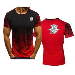 WIOSEN Herren Sommer Freizeit Sport T-Shirt für MV Agusta bedruckt kurzärmelig trendige Farbverlaufs Pullover Oberteile bequeme halbe Ärmel, Red-Adult XL von WIOSEN