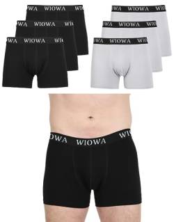 Herren Boxershorts 6er-Pack - Feuchtigkeitsableitendes Baumwollgewebe - Mit Offenem Bund - Atmungsaktiv und Weich (as3, Alpha, x_l, Regular, Regular, Schwarz & Grau) von WIOWA